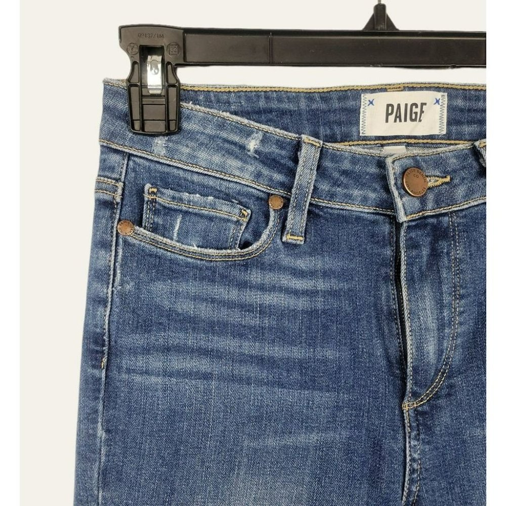 PAIGE Hoxton ULTRA SKINNY Jeans in Juneau Distressed Made in USA Size 25 Blue - Picture 8 of 12
